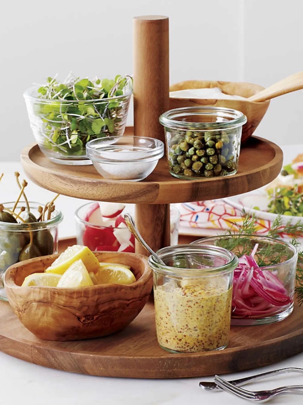 Crate & Barrel Olivewood Mini Nibble Bowls ~ Set Of 4